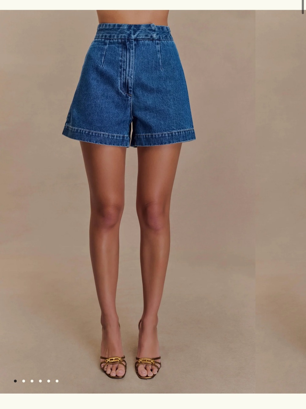 Meshki Blue High-Waist Denim Jean Shorts
